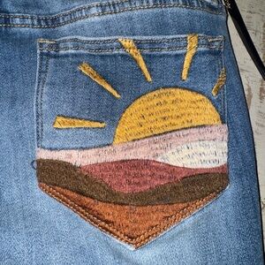 Driftwood Women's Blue Jeans with Multicolor Pocket Sunset 28X33 Perfect